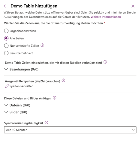 Tabelle hinzufügen